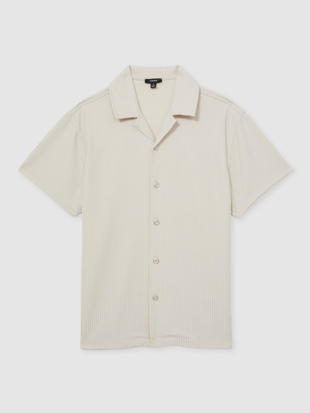 Textured-Knit Cuban-Collar Shirt Champagne | Mens