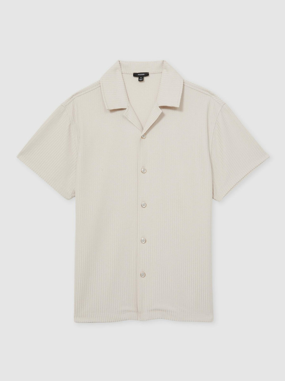 Textured-Knit Cuban-Collar Shirt Champagne | Mens