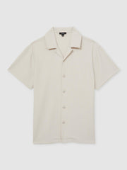 Textured-Knit Cuban-Collar Shirt Champagne | Mens