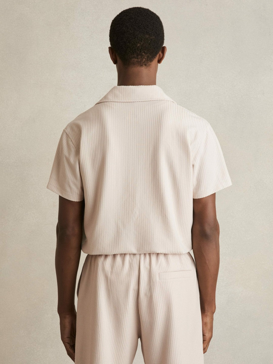 Textured-Knit Cuban-Collar Shirt Champagne | Mens