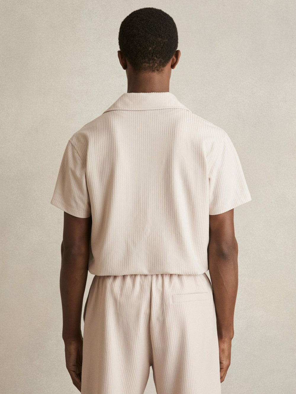 Textured-Knit Cuban-Collar Shirt Champagne | Mens