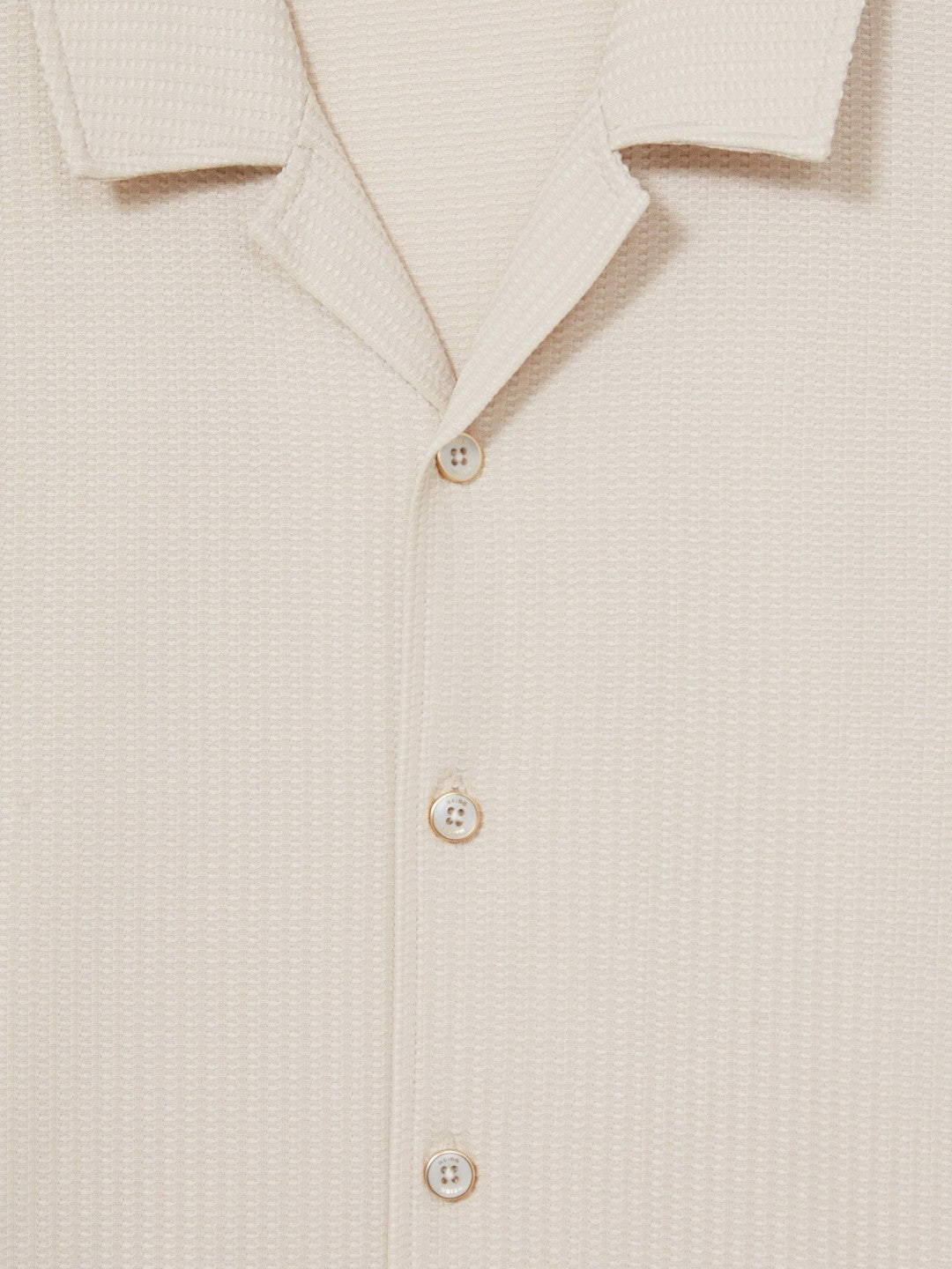Textured-Knit Cuban-Collar Shirt Champagne | Mens