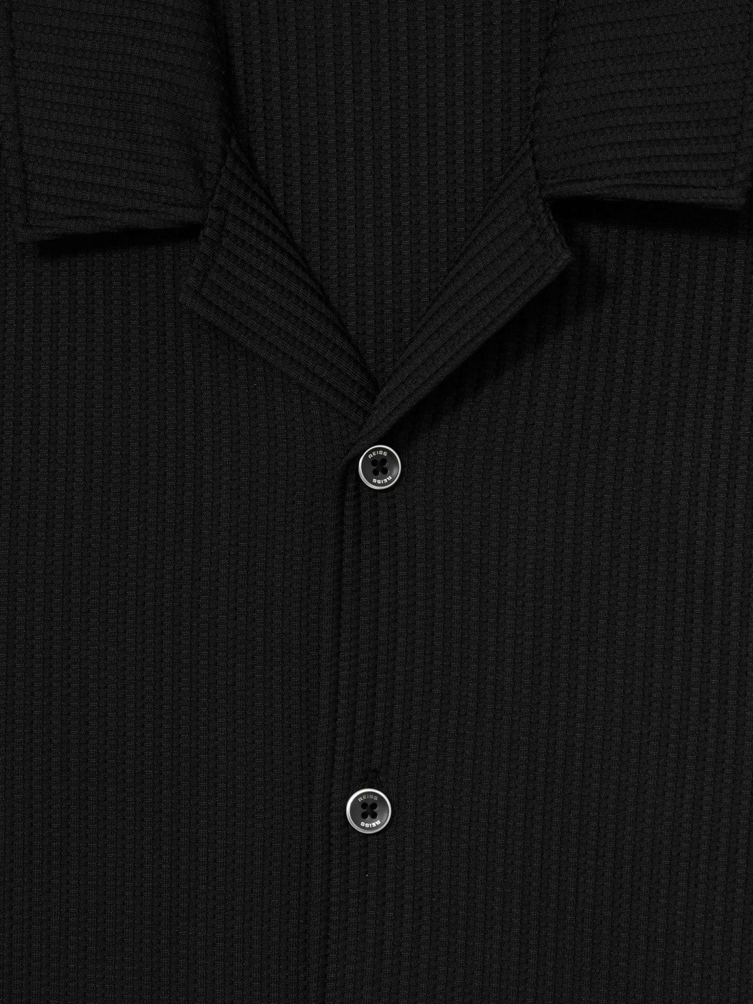 Textured-Knit Cuban-Collar Shirt Black | Mens