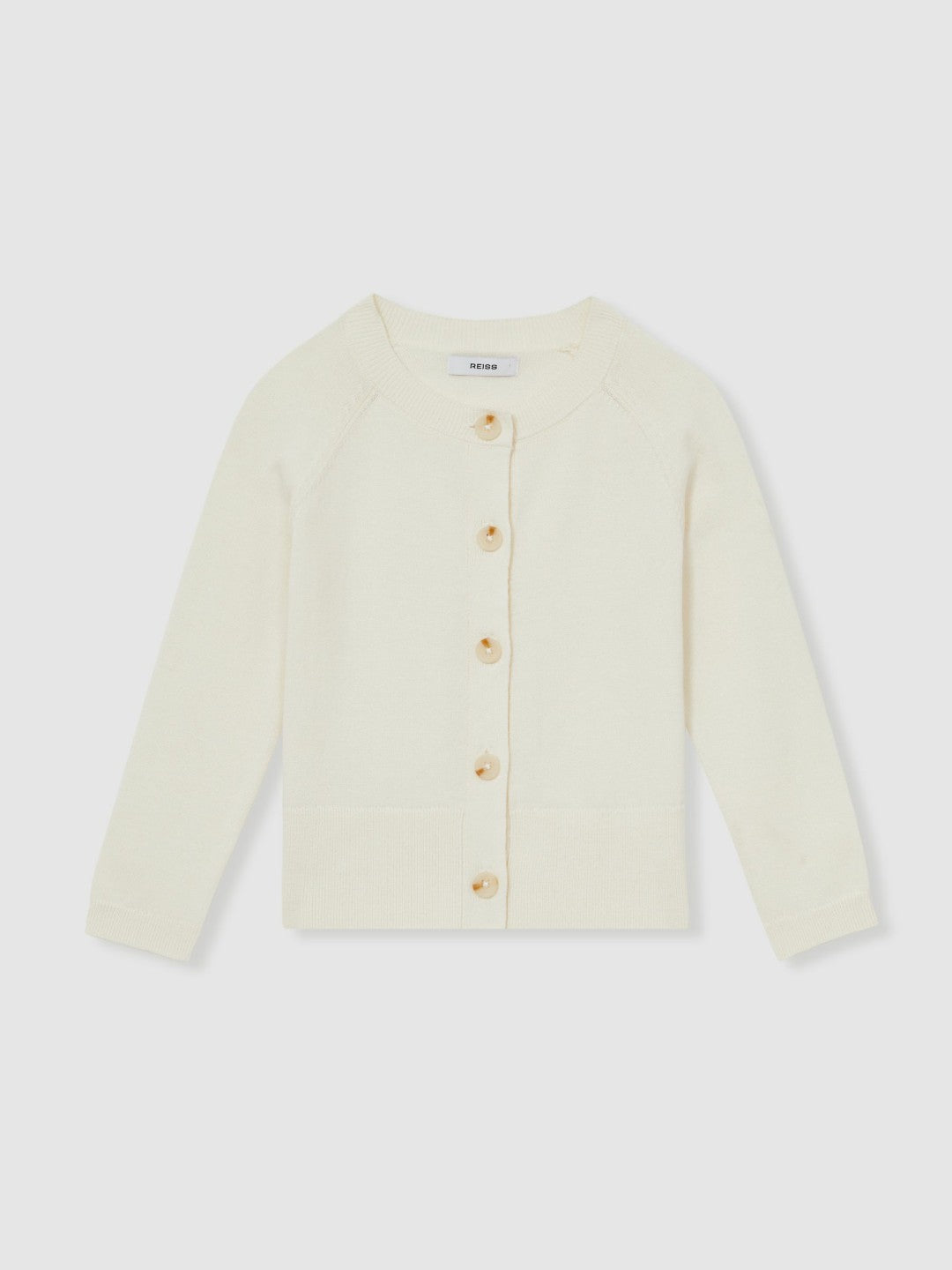 13-14 yrs Cotton Crew-Neck Cardigan Ivory | Children