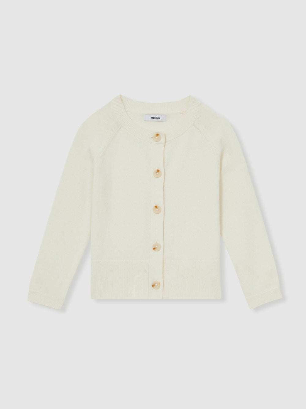13-14 yrs Cotton Crew-Neck Cardigan Ivory | Children