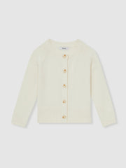 13-14 yrs Cotton Crew-Neck Cardigan Ivory | Children