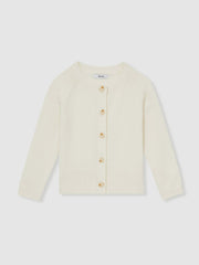 4-9 yrs Cotton Crew-Neck Cardigan Ivory | Children