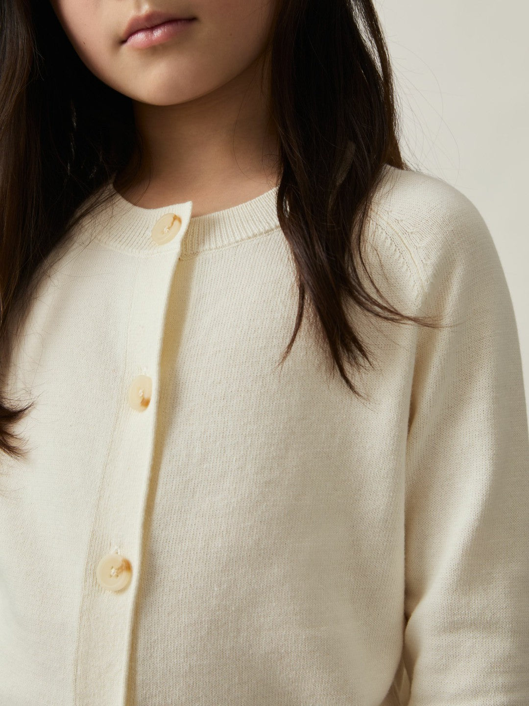4-9 yrs Cotton Crew-Neck Cardigan Ivory | Children