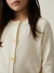 4-9 yrs Cotton Crew-Neck Cardigan Ivory | Children