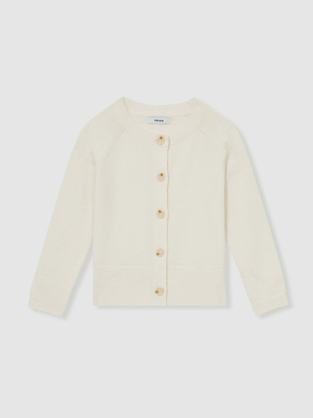 9-13 yrs Cotton Crew-Neck Cardigan Ivory | Children