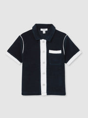 9-13 yrs Velour Colour-Block Shirt Blue Multi | Children