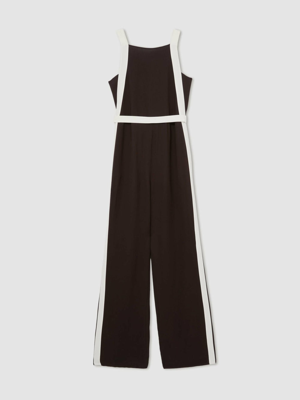 Colourblock Wide Leg Belted Jumpsuit Chocolate/Cream | Womens