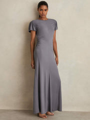 Modal Blend Ruched Jersey Dress Grey | Womens