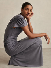 Modal Blend Ruched Jersey Dress Grey | Womens