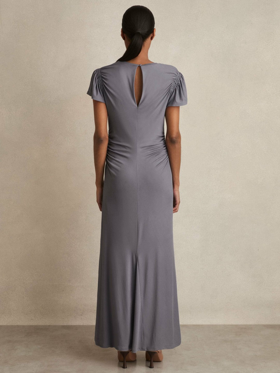 Modal Blend Ruched Jersey Dress Grey | Womens