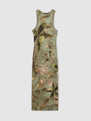 | NYBG Floral Ruched Jersey Dress Khaki | Womens