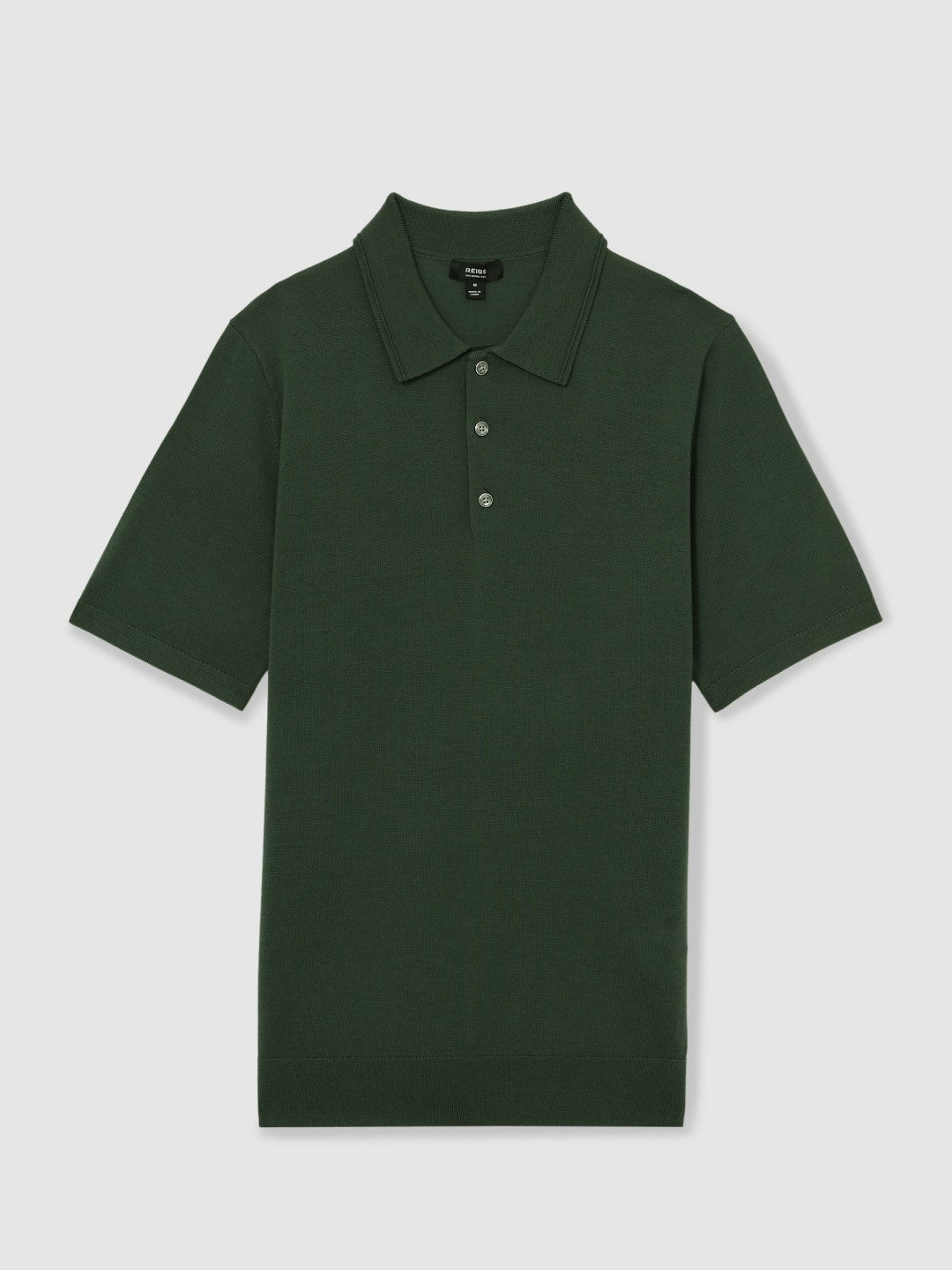 Merino Wool Short-Sleeve Polo Shirt Kale Green | Mens
