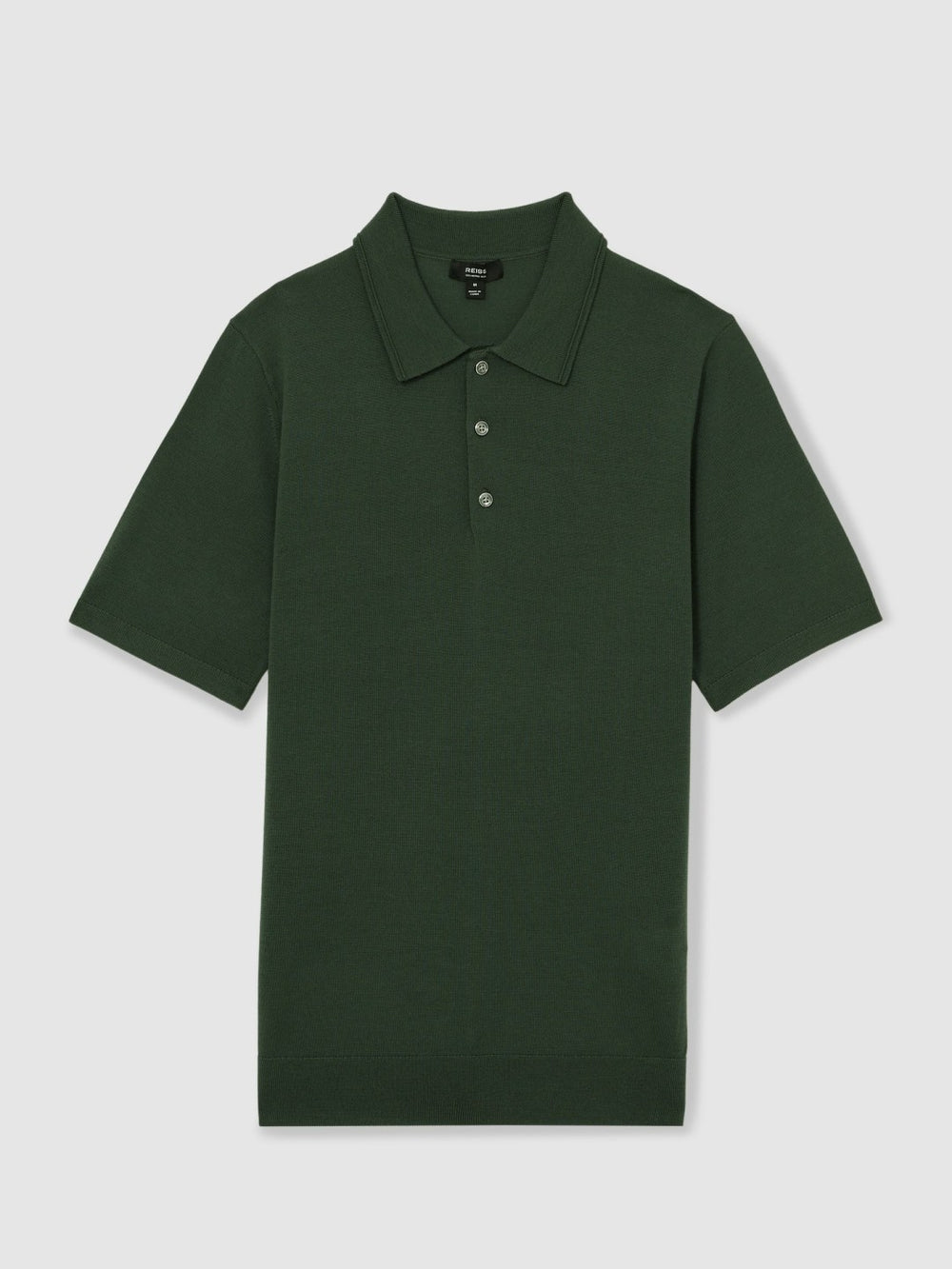 Merino Wool Short-Sleeve Polo Shirt Kale Green | Mens