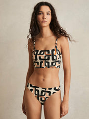 Chain Print Bikini Bottoms Brown/Cream | Womens