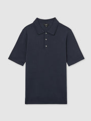 Merino Wool Short-Sleeve Polo Shirt Midnight Navy | Mens