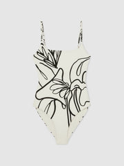 | NYBG Floral Graffiti Swimsuit Ivory | Womens