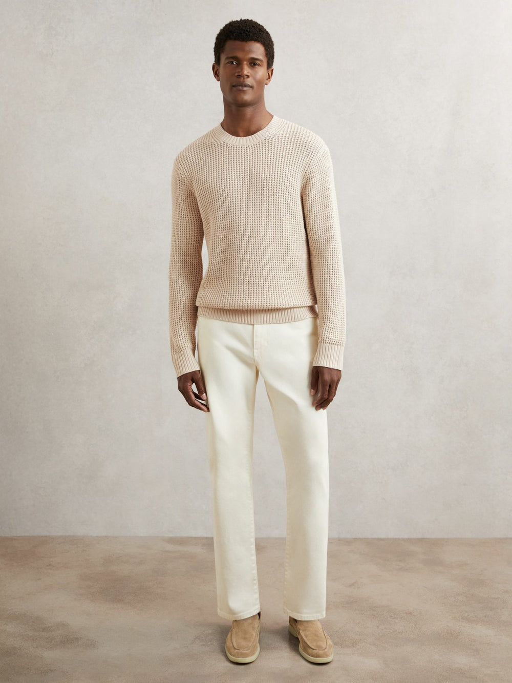 Paige Cotton Waffle-Knit Sweater Natural | Mens