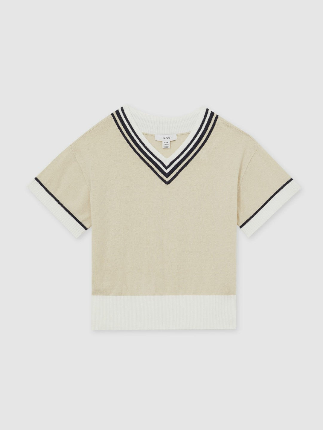 4-9 yrs Cotton-Linen Knit V-Neck Cricket Top Neutral | Children