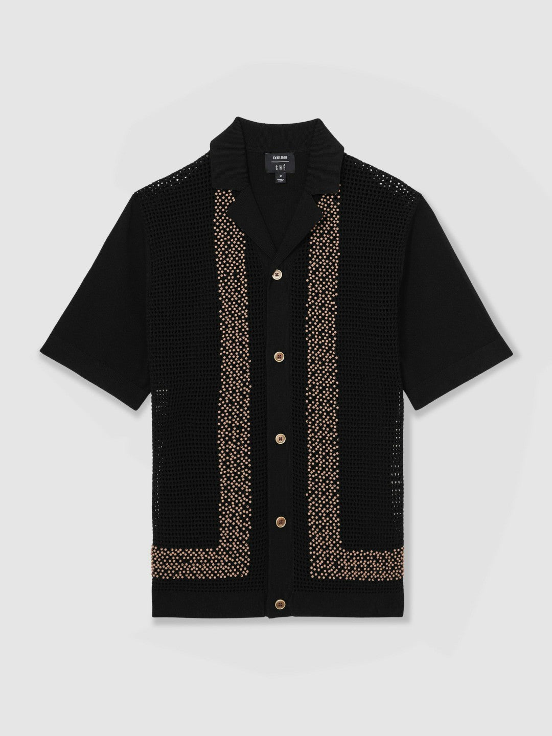 | Ché Beaded Crochet Shirt Black | Mens