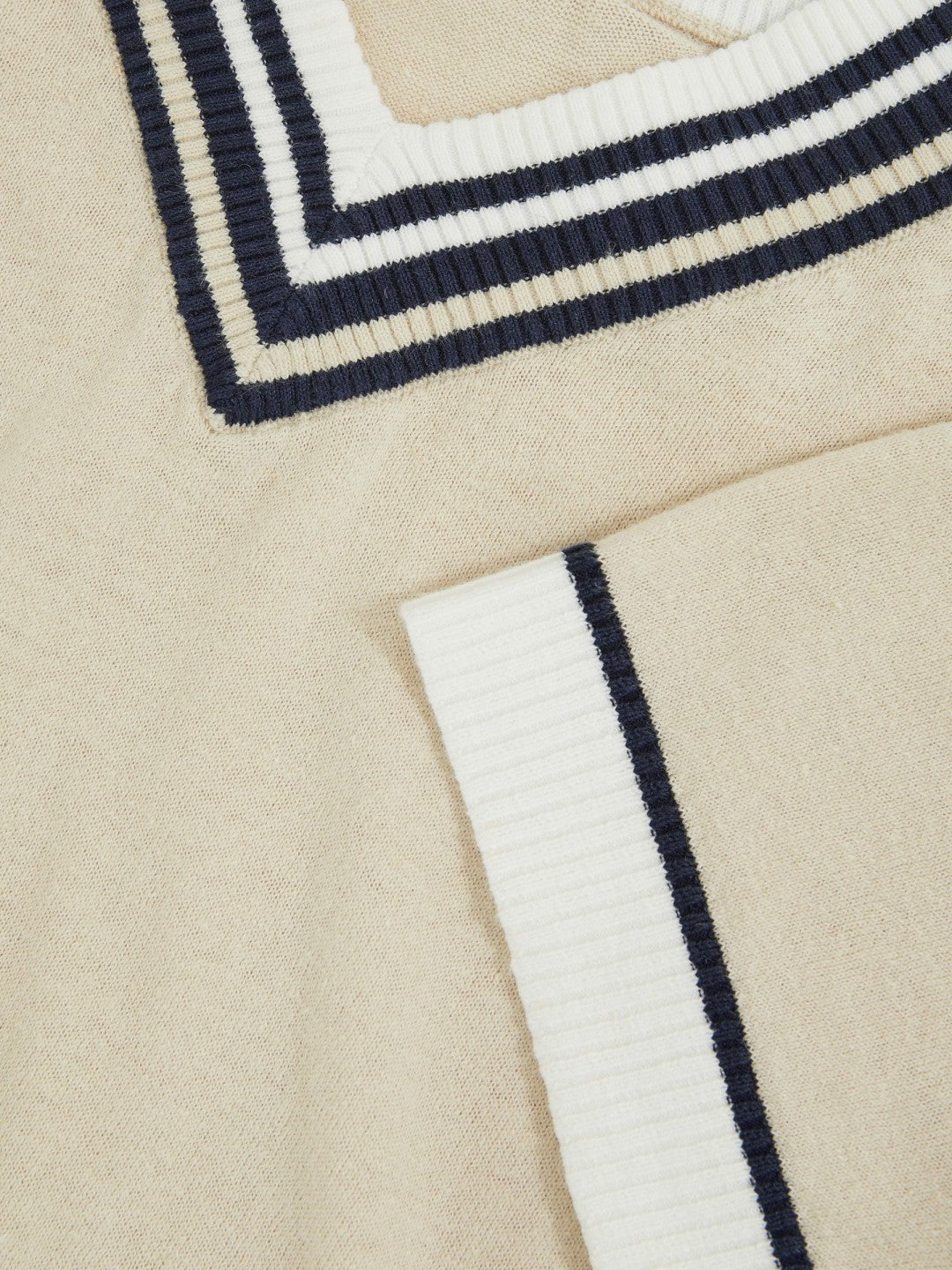 9-13 yrs Cotton-Linen Knit V-Neck Cricket Top Neutral | Children