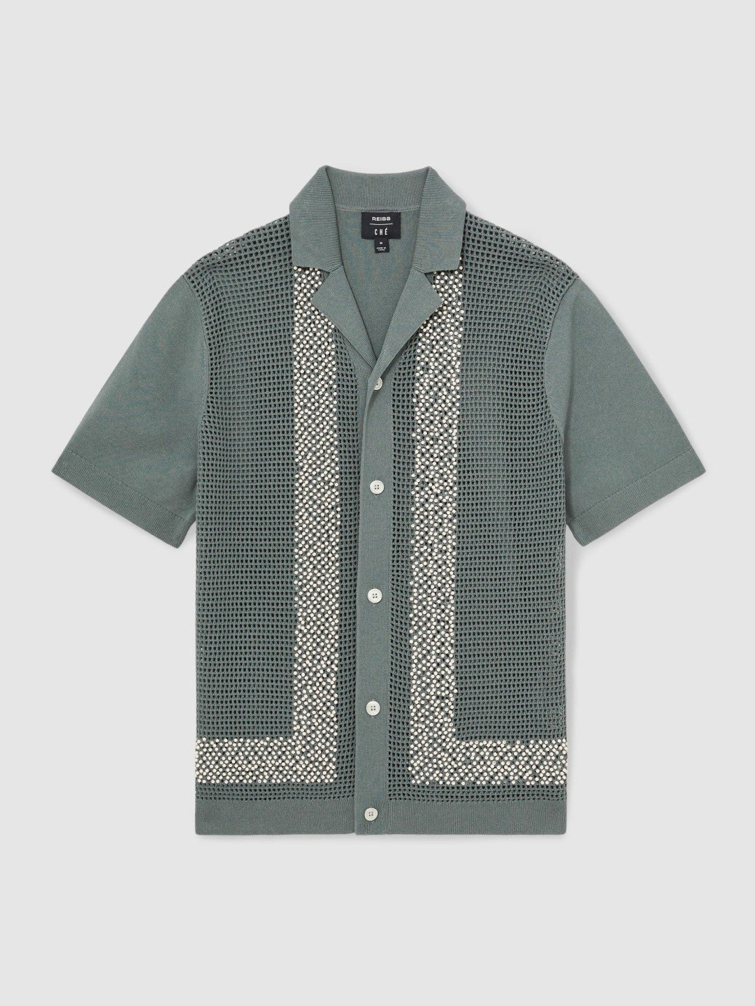 | Ché Beaded Crochet Shirt Sage | Mens