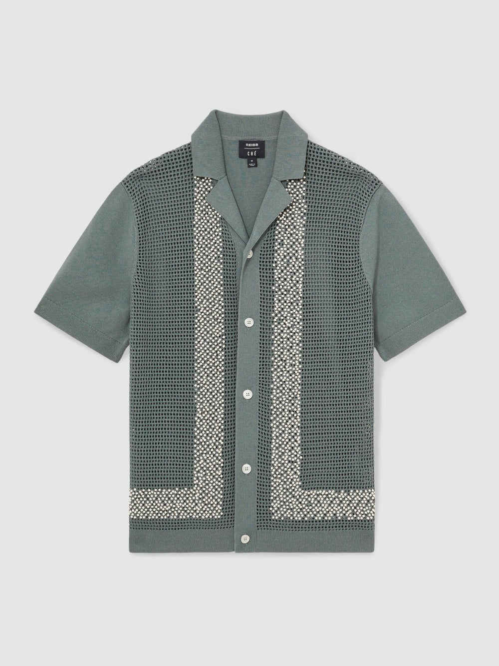 | Ché Beaded Crochet Shirt Sage | Mens