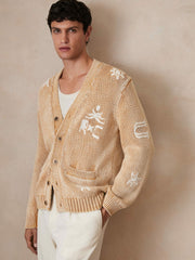 | Ché Motif-Embroidered Cardigan Camel | Mens