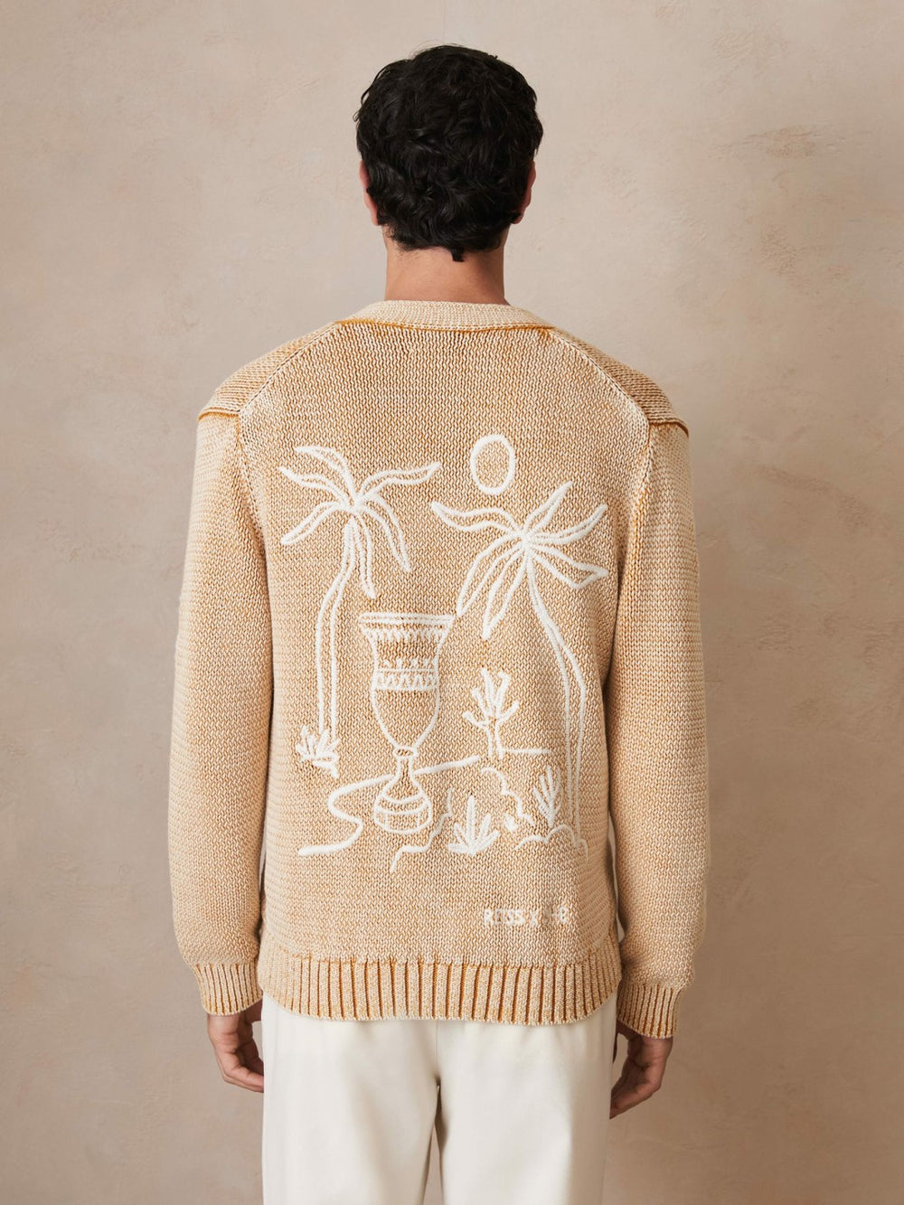 | Ché Motif-Embroidered Cardigan Camel | Mens