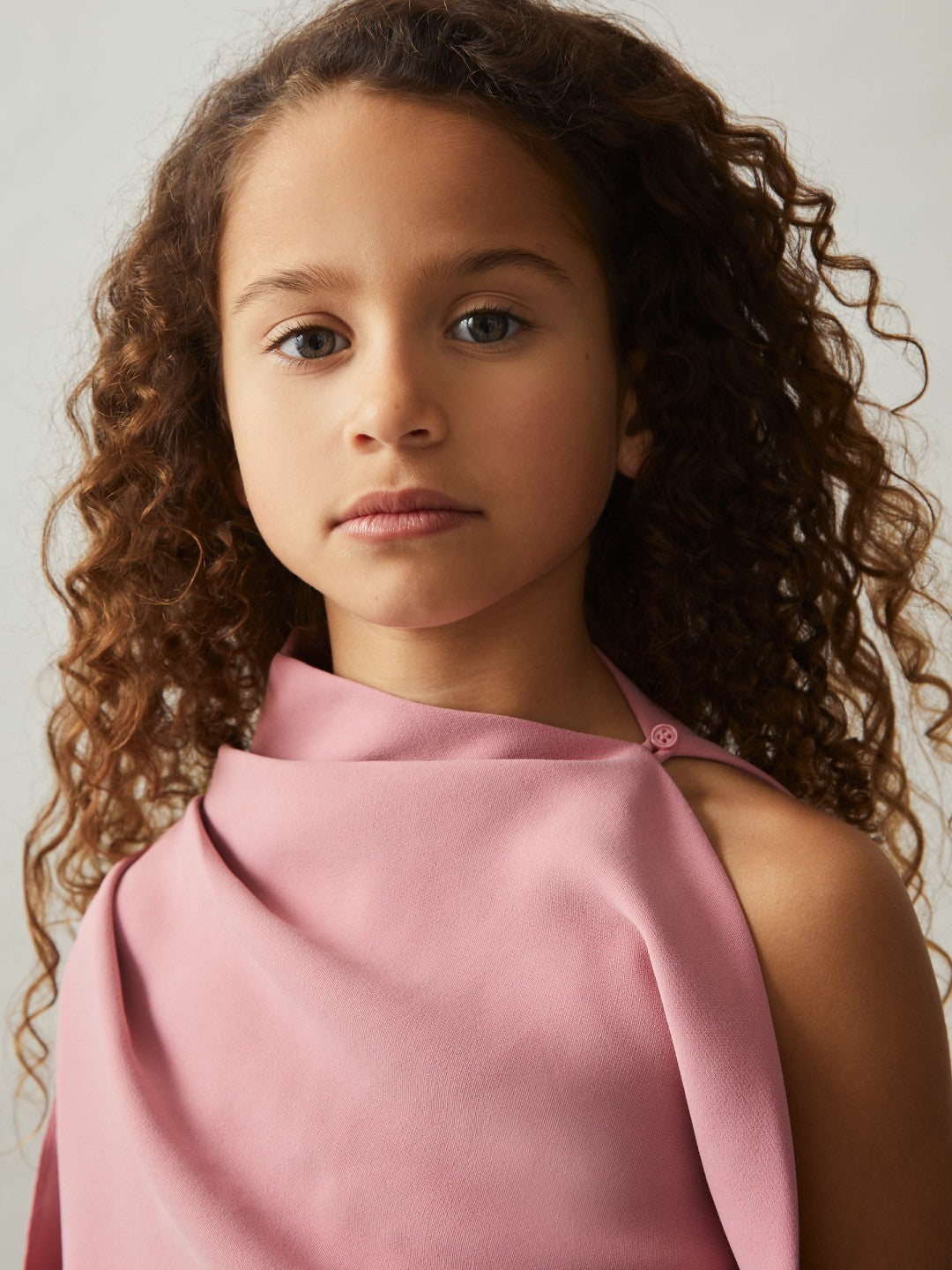 13-14 yrs One-Shoulder Draped Dress Pink | Children