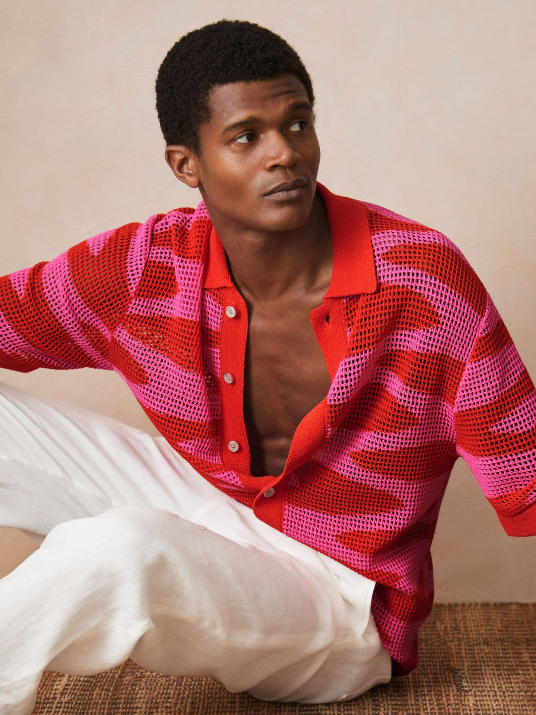 | Ché Wave Crochet Shirt Pink | Mens