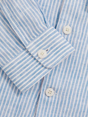 13-14 yrs Linen Cutaway Collar Shirt Blue/White Stripe | Children
