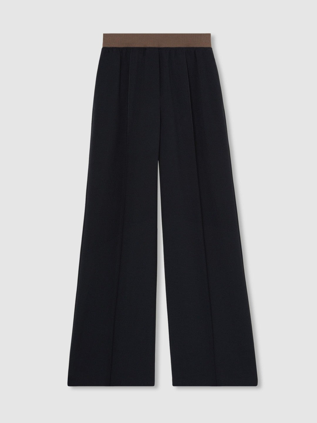 Petite Wide-Leg Elasticated-Waist Trousers Navy | Womens