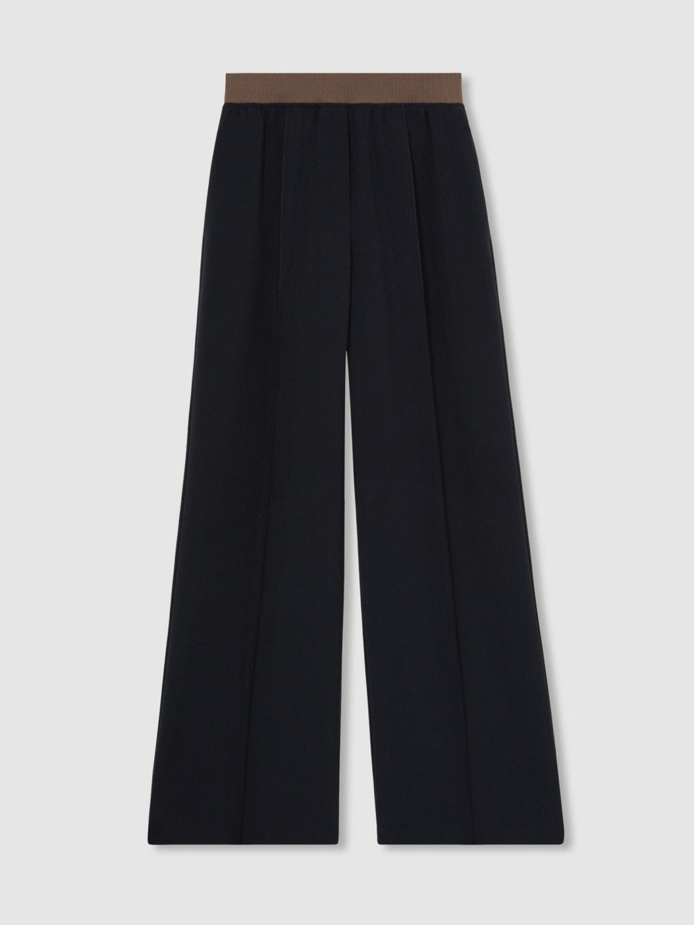 Petite Wide-Leg Elasticated-Waist Trousers Navy | Womens