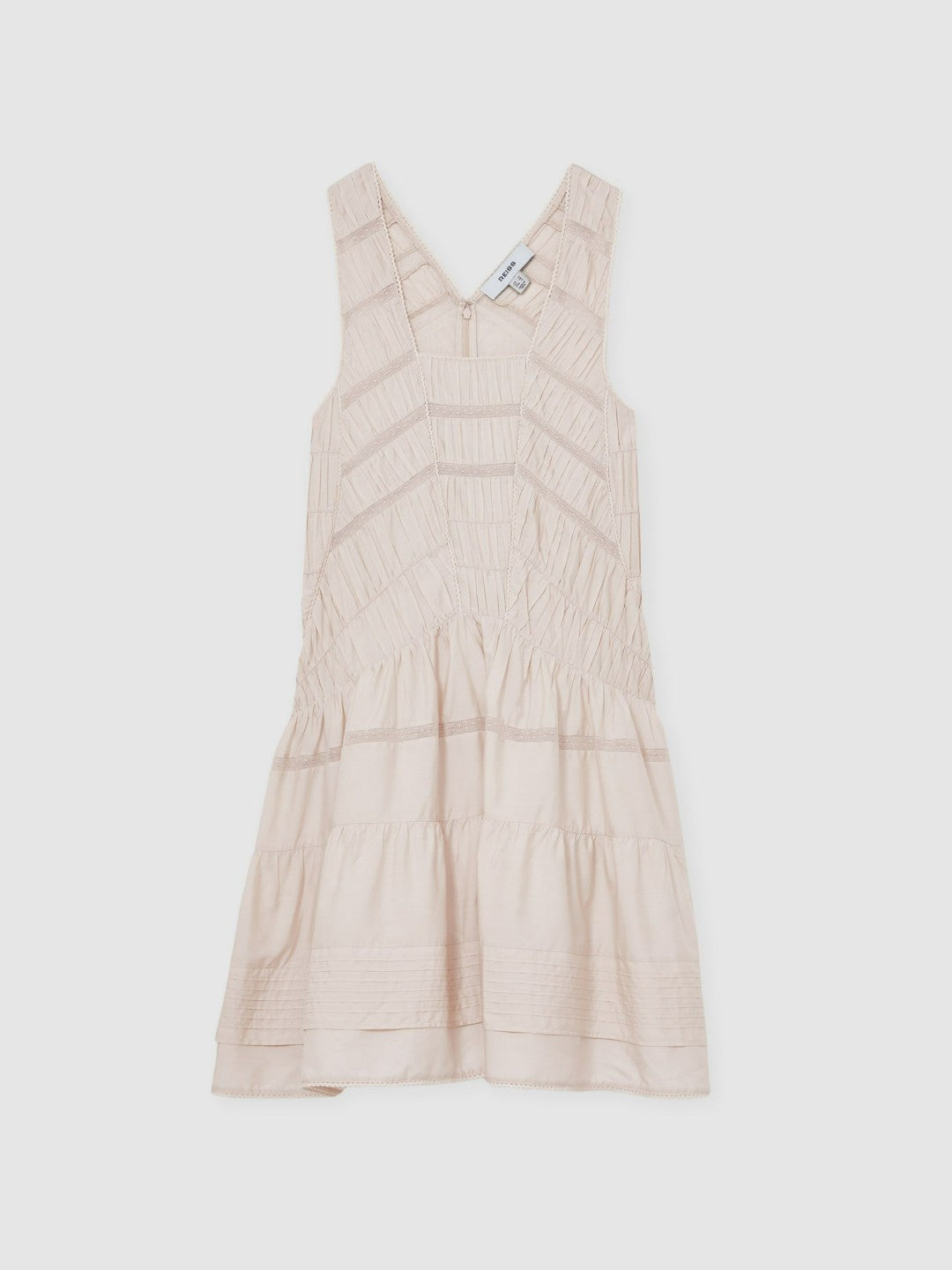 Shirred Ruffle Hem Mini Dress Neutral | Womens