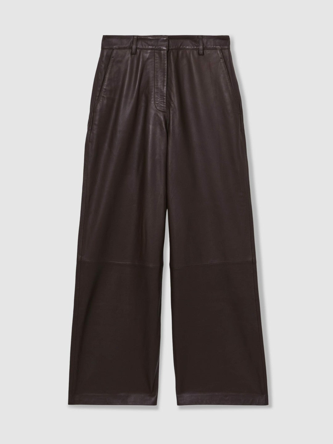 Petite Leather Wide Leg Trousers Chocolate | Womens