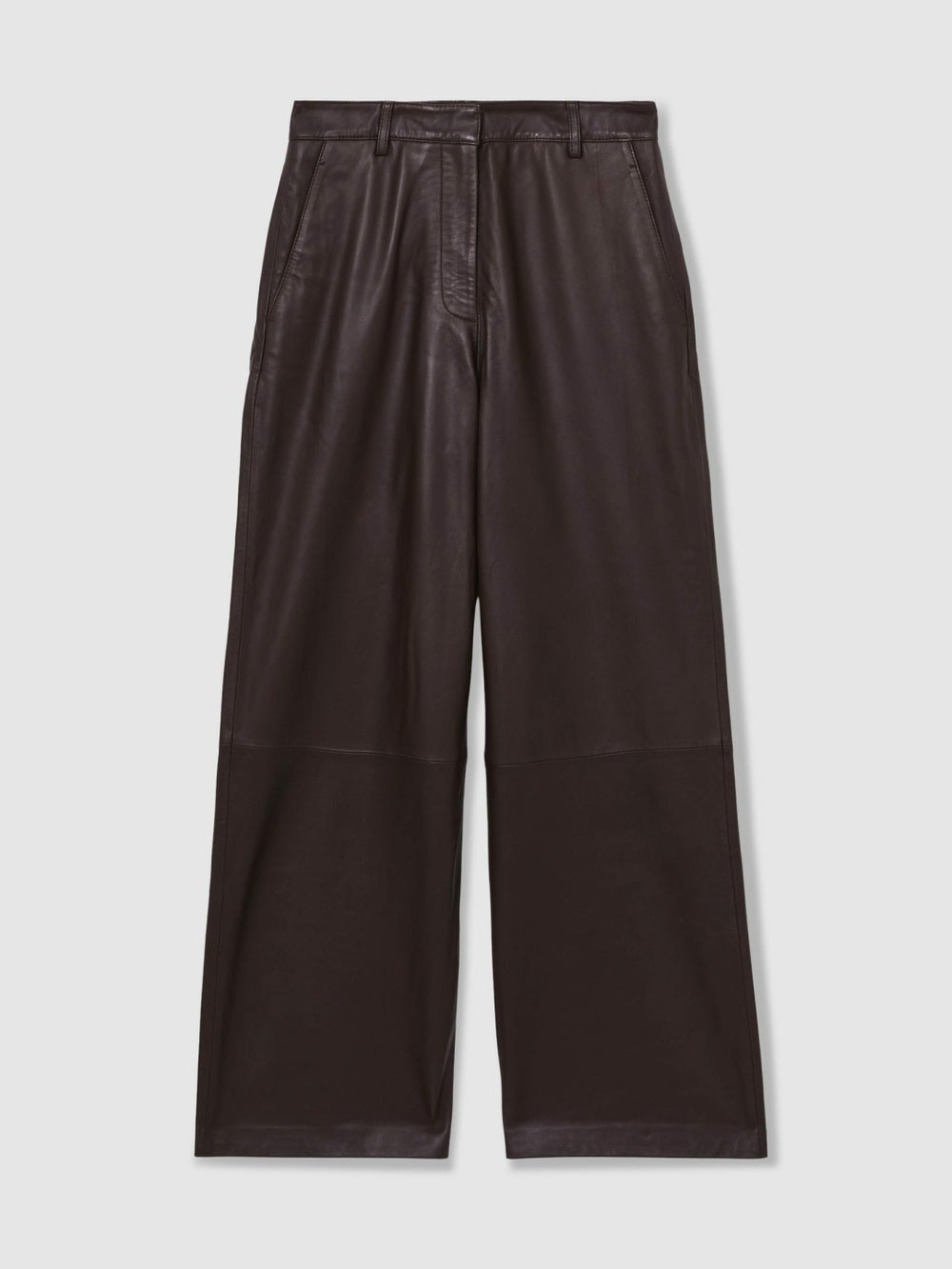Petite Leather Wide Leg Trousers Chocolate | Womens