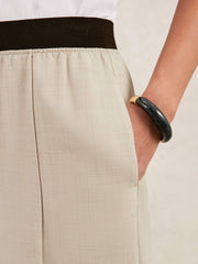 Petite Wide-Leg Elasticated-Waist Trousers Neutral | Womens