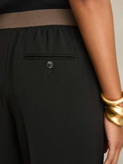 Petite Wide-Leg Elasticated-Waist Trousers Black | Womens
