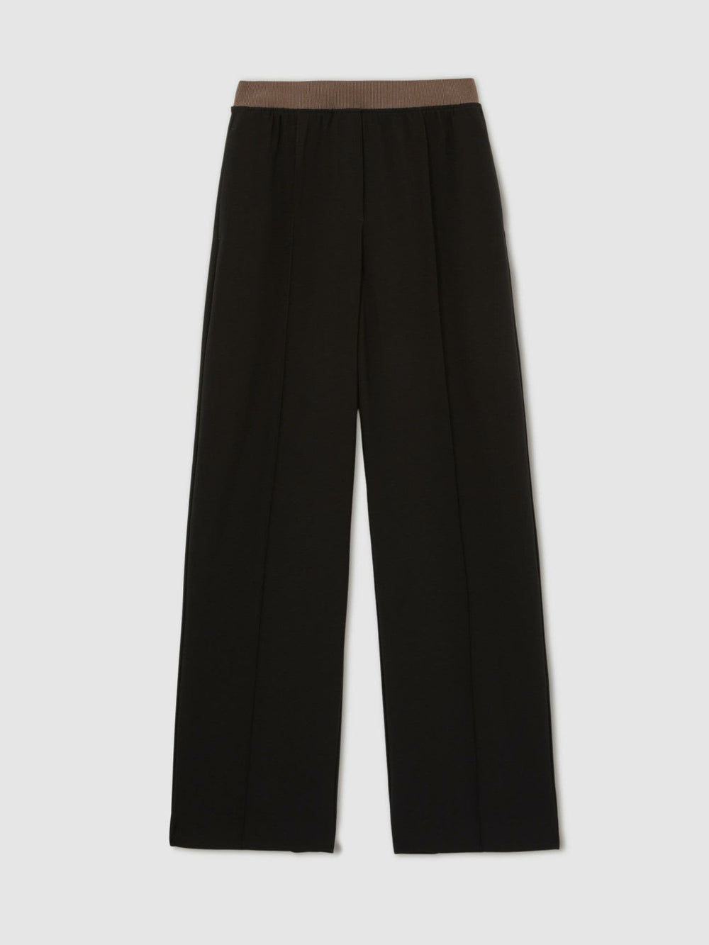 Wide-Leg Elasticated-Waist Trousers Black | Womens