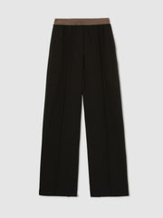 Wide-Leg Elasticated-Waist Trousers Black | Womens