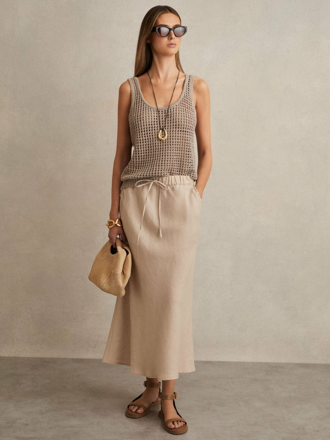 Slip Midi Skirt Neutral | Womens