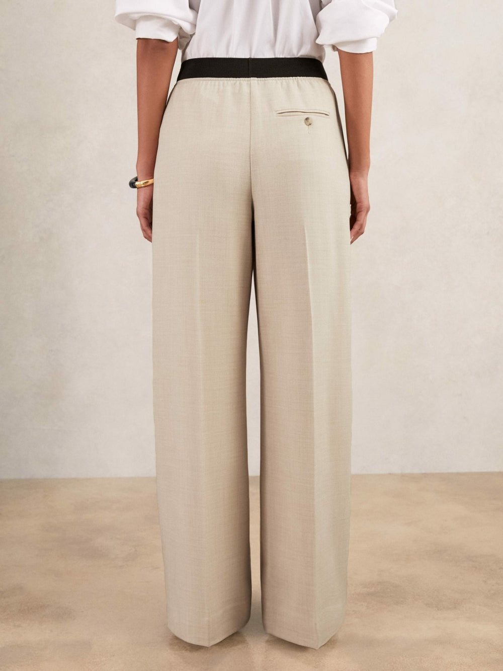 Wide-Leg Elasticated-Waist Trousers Neutral | Womens