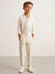 4-9 yrs Merino Wool Long-Sleeve Polo Shirt Snow | Children