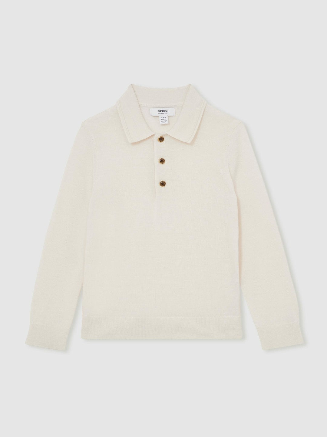 4-9 yrs Merino Wool Long-Sleeve Polo Shirt Snow | Children