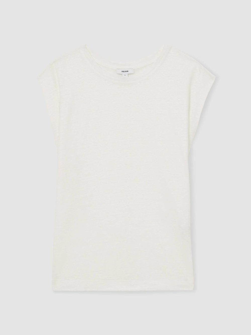 Linen Cap-Sleeve T-Shirt White | Womens
